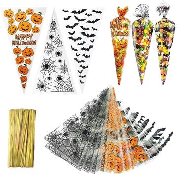 Fako Bijoux - 150x Cellofaan Puntzakken Halloween - 34x17cm, Diversen, Verzenden, Nieuw