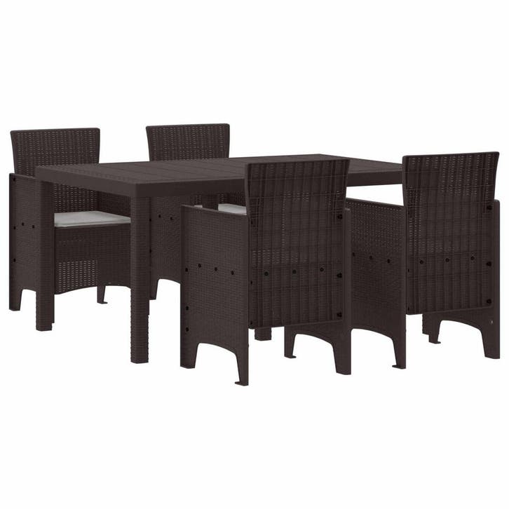 vidaXL Tuin Eettafel Set 5 pcs Bruin Polt riet, Jardin & Terrasse, Ensembles de jardin, Envoi