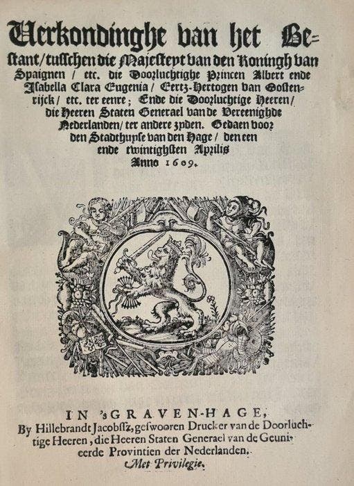 Anon - Verkondinghe van het Bestand + Tractaat van het, Antiquités & Art, Antiquités | Livres & Manuscrits