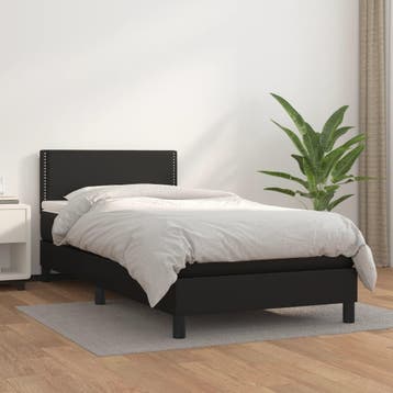 vidaXL Boxspring met matras kunstleer zwart 90x200 cm, Verzenden, Nieuw