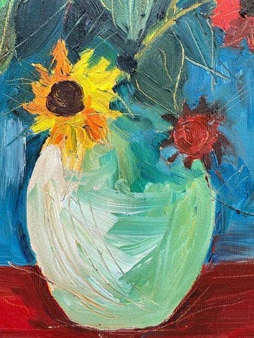 Irina Anis - Sunflowers in a Vase – 40 x 40 cm