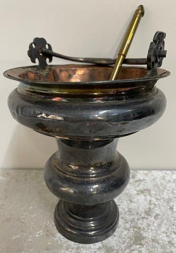 Wierookemmer met Sprenkelaar - Wierookbrander - Messing,, Antiek en Kunst