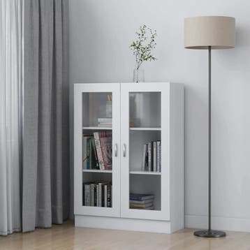 vidaXL Vitrinekast 82,5x30,5x115 cm bewerkt hout wit, Verzenden, Nieuw