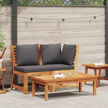 vidaXL 3-delige Loungeset met donkergrijze kussens massief, Verzenden, Nieuw
