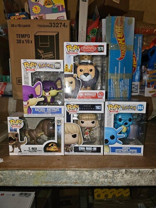 Funko - Funko Pop - Rattata; King Moonracer; Horsea; Cha, Antiquités & Art, Antiquités | Jouets