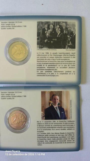 Luxemburg. 2 Euro 2026 Grand-Duc Guillaume +