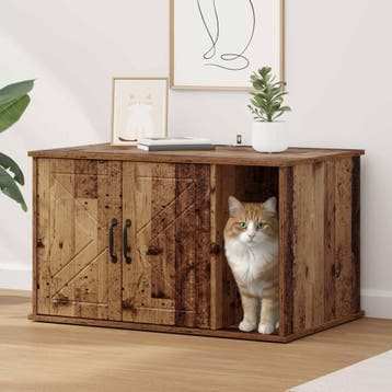vidaXL Kattenhuis Oudhout 85 x 55 x 50,5 cm Bewerkt hout, Verzenden, Nieuw