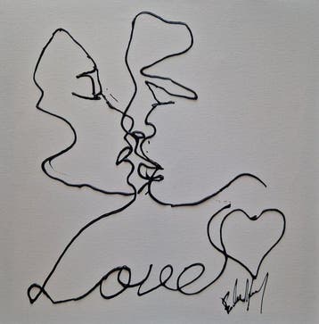 Henry Escobar - Love (attention fond blanc), Antiquités & Art, Art | Peinture | Moderne