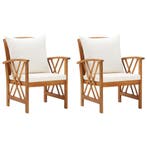 vidaXL Tuinstoelen 2 st met kussens massief acaciahout, Verzenden