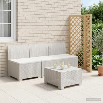 vidaXL 3-Zits Tuin Sofa Rottanlook PP Wit, Verzenden, Nieuw