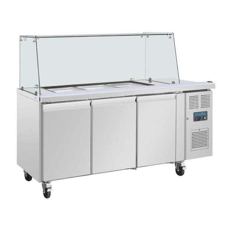 Polar U-serie driedeurs saladette met vierkant kuchscherm, Articles professionnels, Horeca | Équipement de cuisine, Envoi