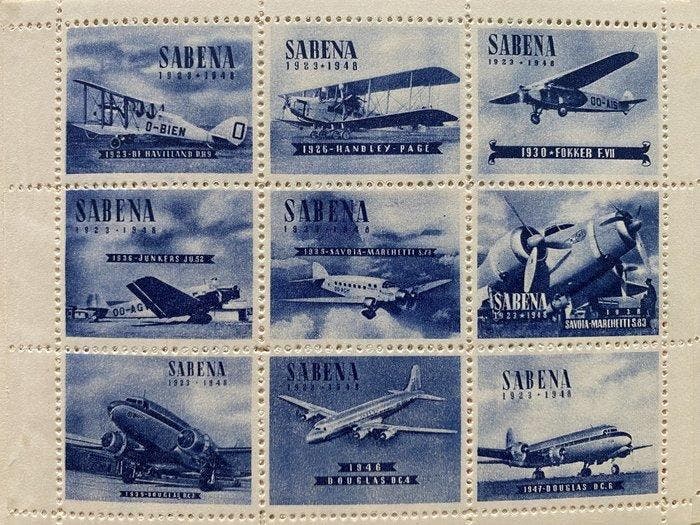 Belgique 1948/1948 - Carnet daviation avec des vignettes, Timbres & Monnaies, Timbres | Europe | Belgique