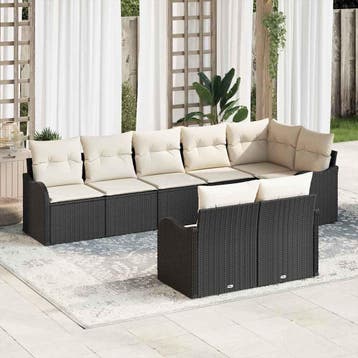 vidaXL Tuinbank Set met opslag 8 pcs Zwart en Wit poly, Verzenden, Nieuw