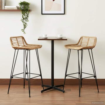 vidaXL Barkruk 2 st Naturel 44 x 45 x 76 cm Riet en Staal, Verzenden, Nieuw