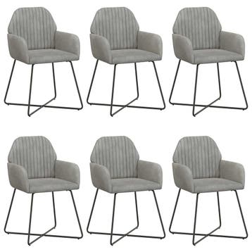 vidaXL Eetstoelen 6 pcs fluweel Lichtgrijs 55 x 50 x 84 cm, Verzenden, Nieuw