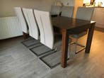 Set van 6 bruine leren eetkamerstoelen sledepoot - bruin, Ophalen of Verzenden, Nieuw, Eén