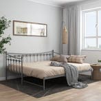 vidaXL Slaapbank uittrekbaar metaal grijs 90x200 cm, Verzenden, Nieuw