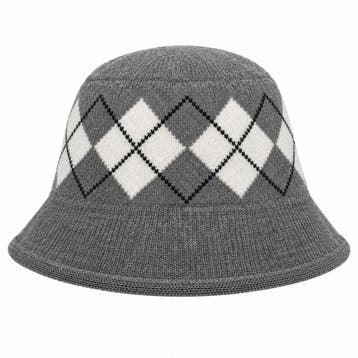Bucket Hat Hoedje – Ruitprint – Grijs, Nieuw