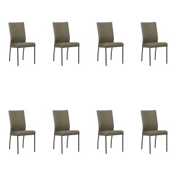 Set van 8 Leren eetkamerstoelen Comfort - Toledo Smog, Ophalen of Verzenden