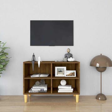 vidaXL Tv-meubel met houten poten 69,5x30x50 cm bruin, Huis en Inrichting, Verzenden, Nieuw