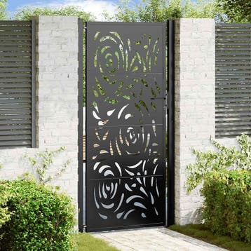 vidaXL Poort met vlamontwerp 100x200 cm staal zwart, Verzenden