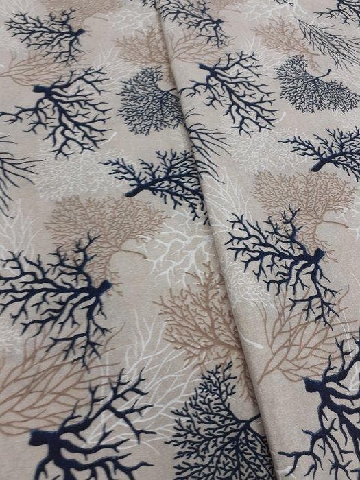 Meubelstof - 500 cm - 140 cm - Katoen koraalblauw, Antiquités & Art, Tapis & Textile