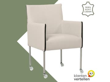 Leren eetkamerstoel More - Toledo Misty (crème) - Poten, Huis en Inrichting, Overige kleuren, Bohemian, Industrieel, Modern, Scandinavisch