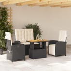 vidaXL 4-delige Tuinset met kussens poly rattan zwart, Tuin en Terras, Verzenden, Nieuw, Tuinset