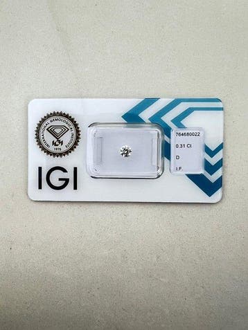 1 pcs Diamant (Naturelle) - 0.31 ct - Rond - D (incolore) -, Handtassen en Accessoires, Edelstenen, Nieuw