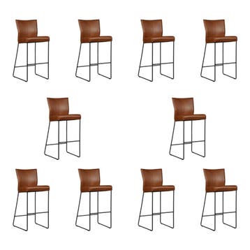 Set van 10 Leren barkrukken Mate hoog - Granada Savannah, Nieuw, Leer, Ophalen of Verzenden, 90 cm of meer