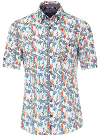 Casa Moda Overhemd Korte Mouw Palmboom Motief Oranje, Verzenden, Nieuw