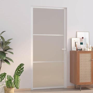 vidaXL Binnendeur 93x201,5 cm matglas en aluminium wit, Verzenden, Nieuw