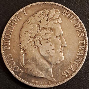 Frankrijk. Louis Philippe I. 5 Francs 1845-W, Lille (Zonder