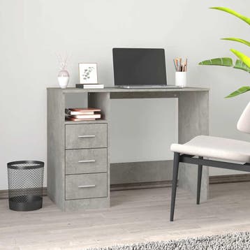 vidaXL Bureau met lades 102x50x76 cm bewerkt hout betongrijs, Verzenden, Nieuw