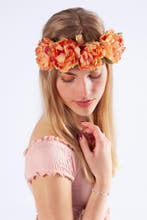 Bloemenkrans Haar Pioenrozen Oranje Koraal Bloemen Haarband, Ophalen of Verzenden, Nieuw