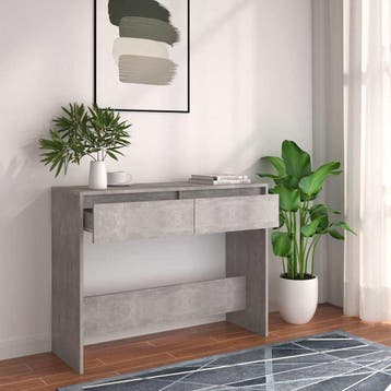vidaXL Wandtafel 100x35x76,5 cm bewerkt hout betongrijs, Huis en Inrichting, Tafels | Bijzettafels, Verzenden, Nieuw