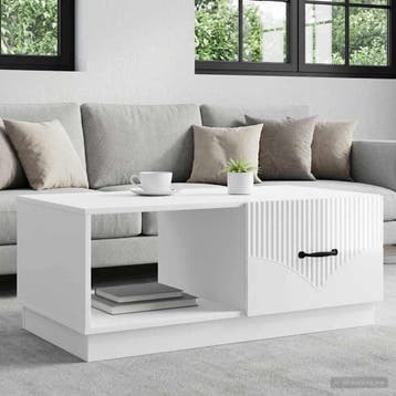 vidaXL Salontafel Hoogglans Wit 90 x 50 x 37 cm Bewerkt hout, Huis en Inrichting, Verzenden, Nieuw