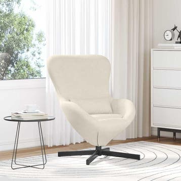 vidaXL Eivormige stoel Crème 63 x 73 x 90 cm Fluweel, Verzenden