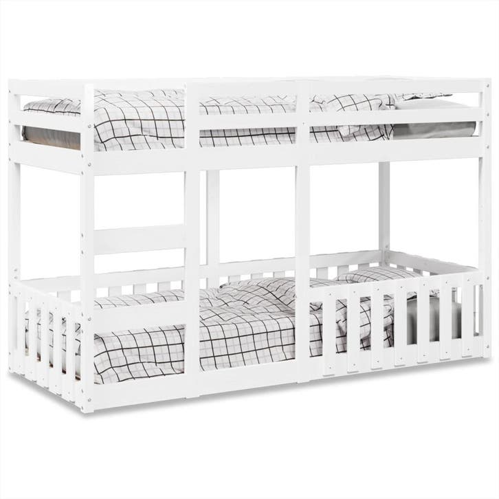 vidaXL Stapelbed 90x190 cm massief grenenhout wit, Huis en Inrichting, Slaapkamer | Bedden, Nieuw, Verzenden