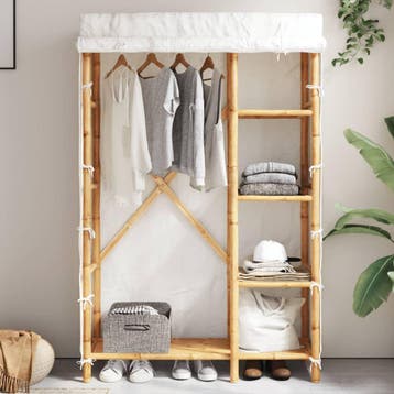 vidaXL Kledingkast 110x45x170 cm bamboe, Huis en Inrichting, Kasten | Kleerkasten, Verzenden, Nieuw