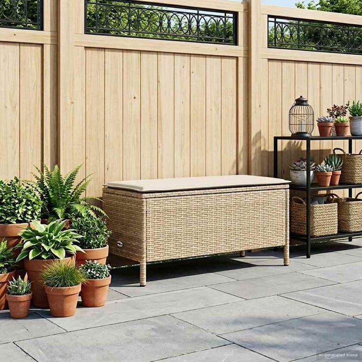 vidaXL Tuin Voetenbank Beige en Crème 80 x 38 x 42 cm PE, Tuin en Terras, Tuinsets en Loungesets, Nieuw, Verzenden