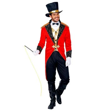 Circus Kostuum Rood Zwart Heren, Verzenden, Nieuw