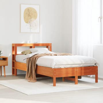 vidaXL Bedframe zonder matras massief grenenhout wasbruin, Verzenden