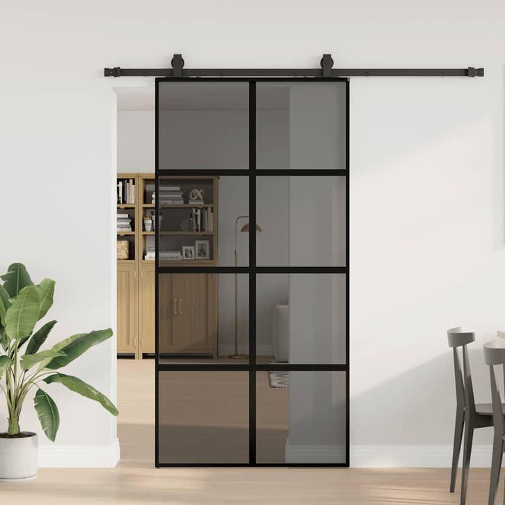 vidaXL Schuifdeur met beslagset 102,5x205 cm gehard glas, Doe-het-zelf en Bouw, Deuren en Vliegenramen, Nieuw, Verzenden