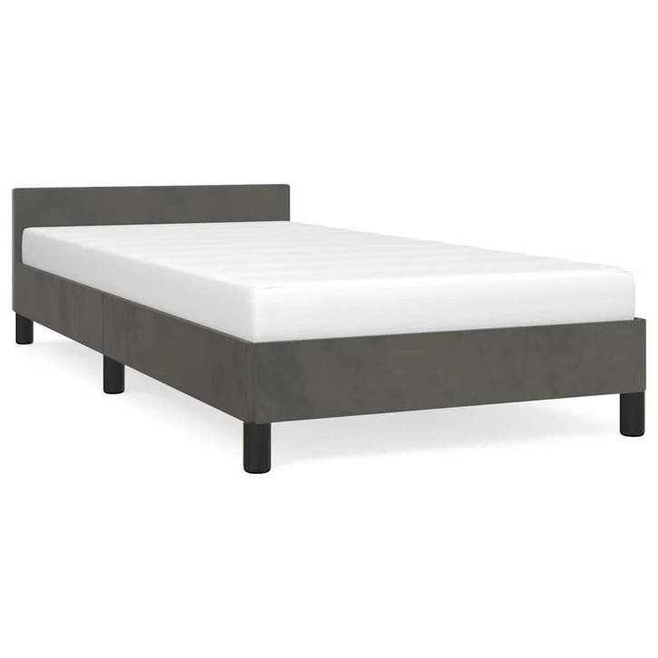 Bedframe 100x200 fluweel donkergrijs | 41% eraf | Retour..., Huis en Inrichting, Slaapkamer | Bedden, 100 cm, 200 cm, Grijs, Zo goed als nieuw