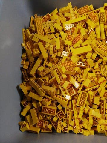 Lego - 01. Partij van 1000 gele bouwstenen - 1980-1990, Nieuw