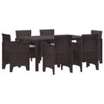 vidaXL Tuin Eettafel Set 7 pcs Bruin Polt riet, Verzenden, Nieuw