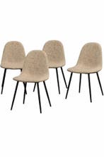 2dekans | eetkamerstoel Marije - Chenille - Naturel - Set, Ophalen of Verzenden