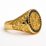 Zonder minimumprijs - Ring Verguld Saffier - Diamant - 18k, Nieuw