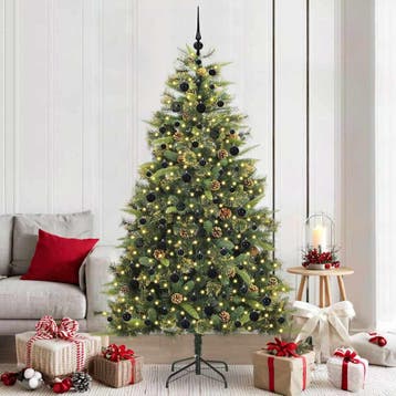 vidaXL Kunstmatige Scharnierende Kerstboom met Kegels Groen, Verzenden